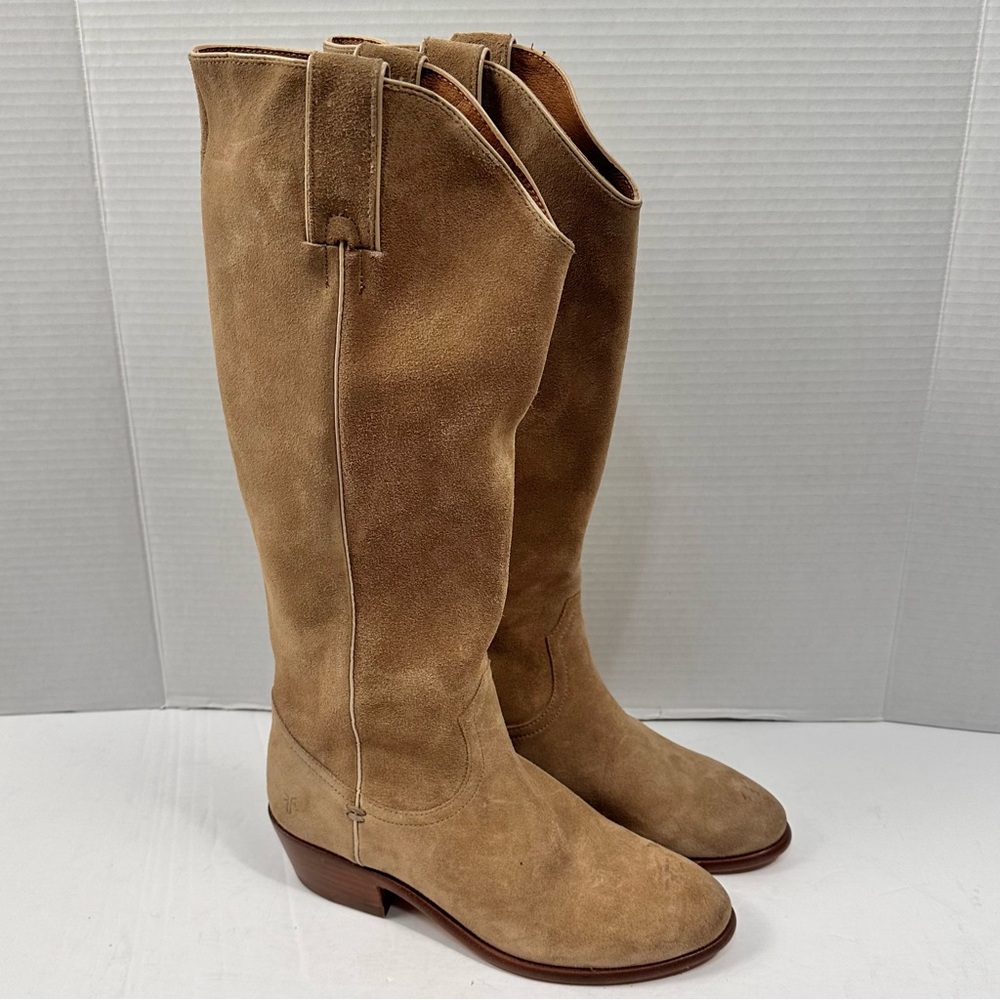 Frye Carson Pull On Beige Suede Boots Sz 7